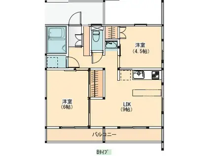 ホワイトビラ金井 A棟(2LDK/2階)の間取り写真