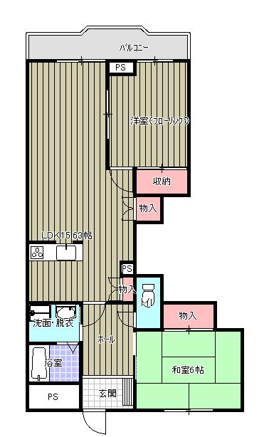 シャンボールビル(2LDK/4階)の間取り写真