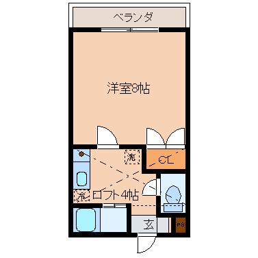 ジョイハウス(1K/2階)の間取り写真