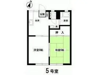 コーポあらかわ(2DK/1階)の間取り写真