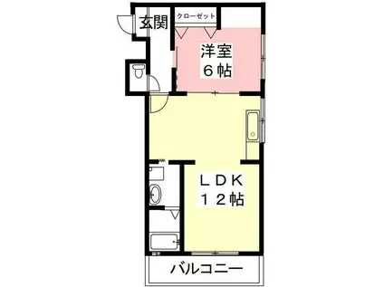 第2サンハイツ戸崎(1LDK/2階)の間取り写真