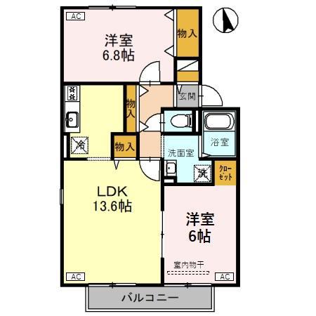 ヴィラアネシス(2LDK/2階)の間取り写真