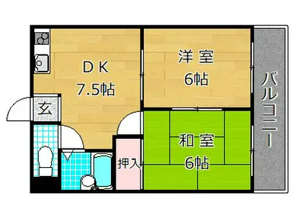 サンコーポI(2DK/4階)の間取り写真