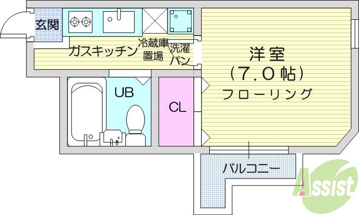 光洋ハイツ(1K/2階)の間取り写真