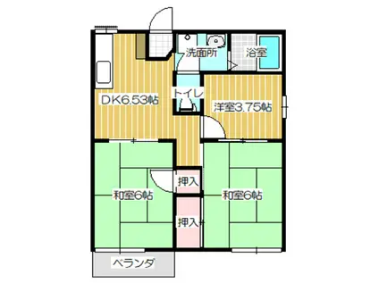 グレンフラット(3DK/2階)の間取り写真