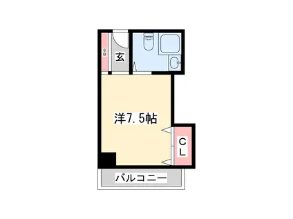 アレッタ西脇(ワンルーム/4階)の間取り写真