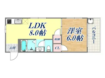 多聞サンクレバー(1LDK/5階)の間取り写真