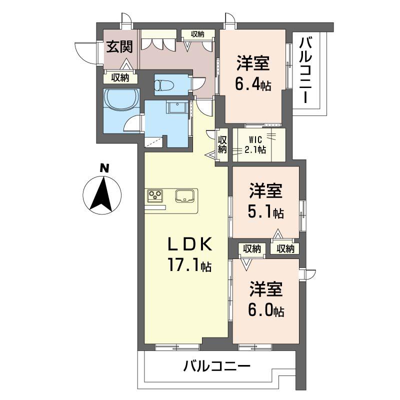 プリエール(3LDK/3階)の間取り写真