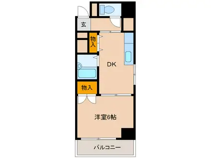 新大阪グランドハイツ北(1DK/13階)の間取り写真