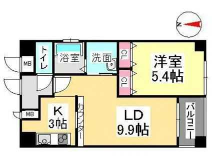 クレストシティ中井町(1LDK/4階)の間取り写真