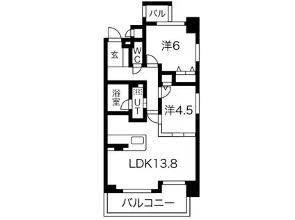 サムティグランツ神戸(2LDK/2階)の間取り写真