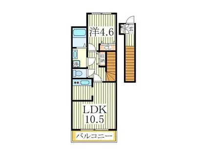 エクセール(1LDK/2階)の間取り写真