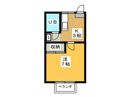 水崎ハイツPARTII(1K/1階)の間取り写真