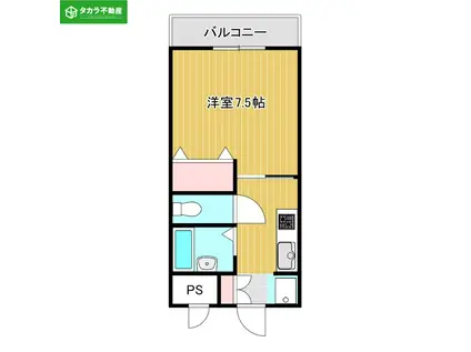 BLUE・SKY鴻川(1K/3階)の間取り写真