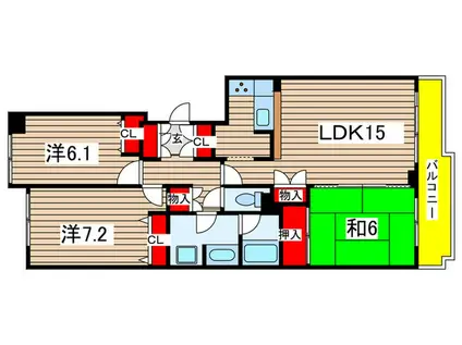 おゆみ野パークハウス壱番館(3LDK/4階)の間取り写真
