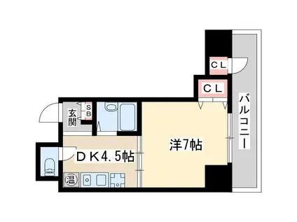 ウエストサイド江坂(1DK/7階)の間取り写真