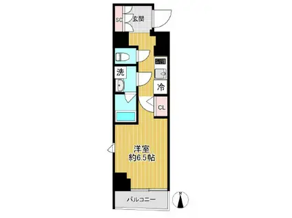 SHOKEN RESIDENCE横浜山手II(1K/6階)の間取り写真