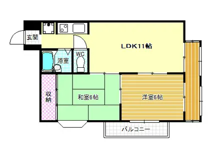 藤原マンション(2LDK/4階)の間取り写真