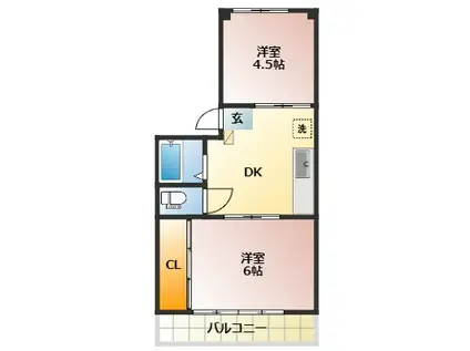 大商第1マンション(2DK/4階)の間取り写真