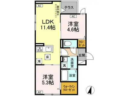 グラナーデ興野(2LDK/1階)の間取り写真