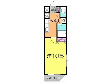 グランデージ長町V2(1K/4階)の間取り写真