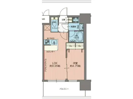 プレジオ布施ASIAN(1LDK/4階)の間取り写真