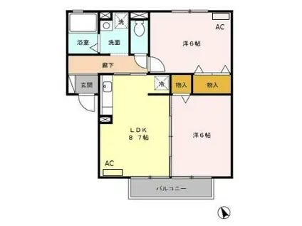 LAFORET結城 A棟(2DK/2階)の間取り写真