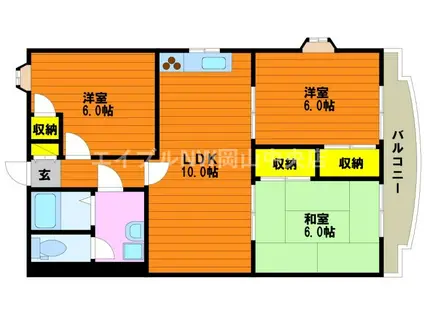 ビーキーパーズ中II号館(3LDK/3階)の間取り写真