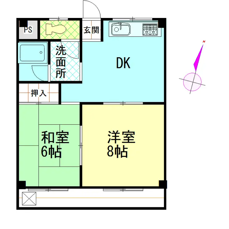 ハイツ峯岸2 2階階 間取り