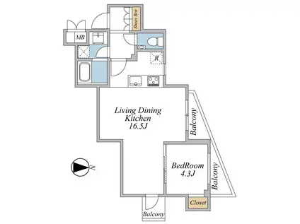 エクセルシオール中目黒(1LDK/1階)の間取り写真