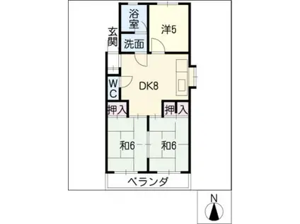 中濃ハイツ(3DK/3階)の間取り写真