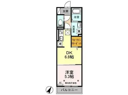 ポルトセレーノ(1DK/1階)の間取り写真