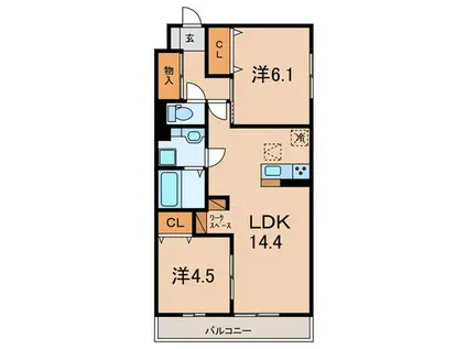 レリヤンファミリオVIII(2LDK/3階)の間取り写真