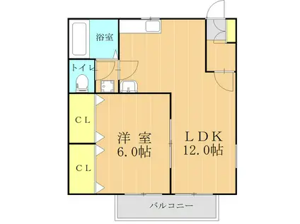 ヴェルコート(1LDK/1階)の間取り写真