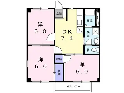 サンパーク(3DK/1階)の間取り写真