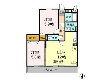 グレースヒルズI・II(2LDK/3階)の間取り写真