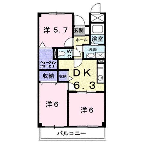 エスポアールアケボノ(3DK/3階)の間取り写真
