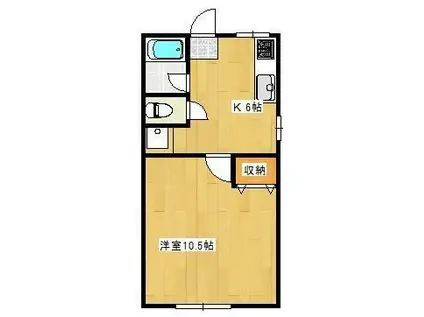 シティーハイムグレース(1K/2階)の間取り写真