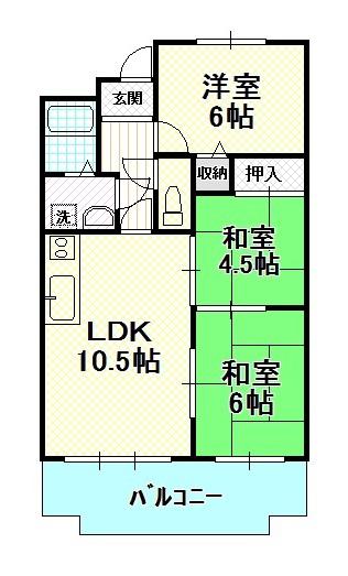 ライオンズマンション泉南樽井第2(3LDK/5階)の間取り写真