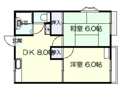 カメイハイツ(2DK/2階)の間取り写真