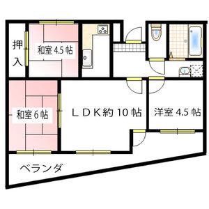 ラブリー姫路手柄山(3DK/4階)の間取り写真