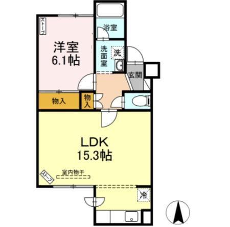 ルーエ山鼻(1LDK/2階)の間取り写真
