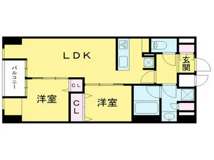 W-GATES TOWERダブルゲートタワー(2LDK/9階)の間取り写真