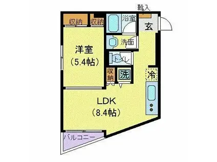 五本木アパートメンツ(1LDK/2階)の間取り写真