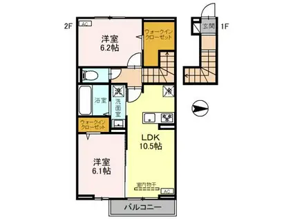PASTEL VILLA(2LDK/2階)の間取り写真