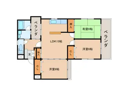 グリンシャトー杉山(3LDK/2階)の間取り写真
