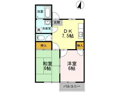 ファミール花かいどう(2DK/1階)の間取り写真