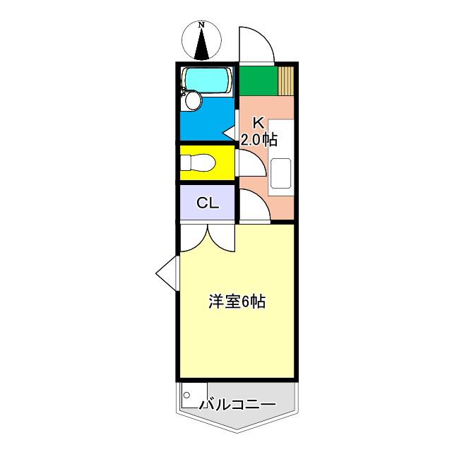 スカイプラザ新田(1K/7階)の間取り写真