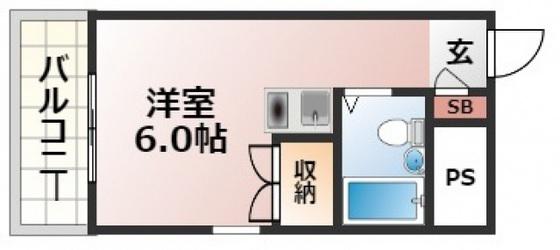 プラスパー東雲(ワンルーム/5階)の間取り写真