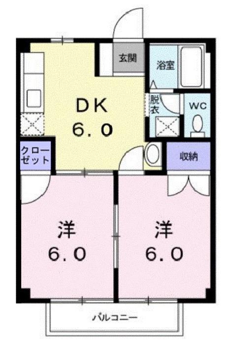 レグルスB(2DK/2階)の間取り写真